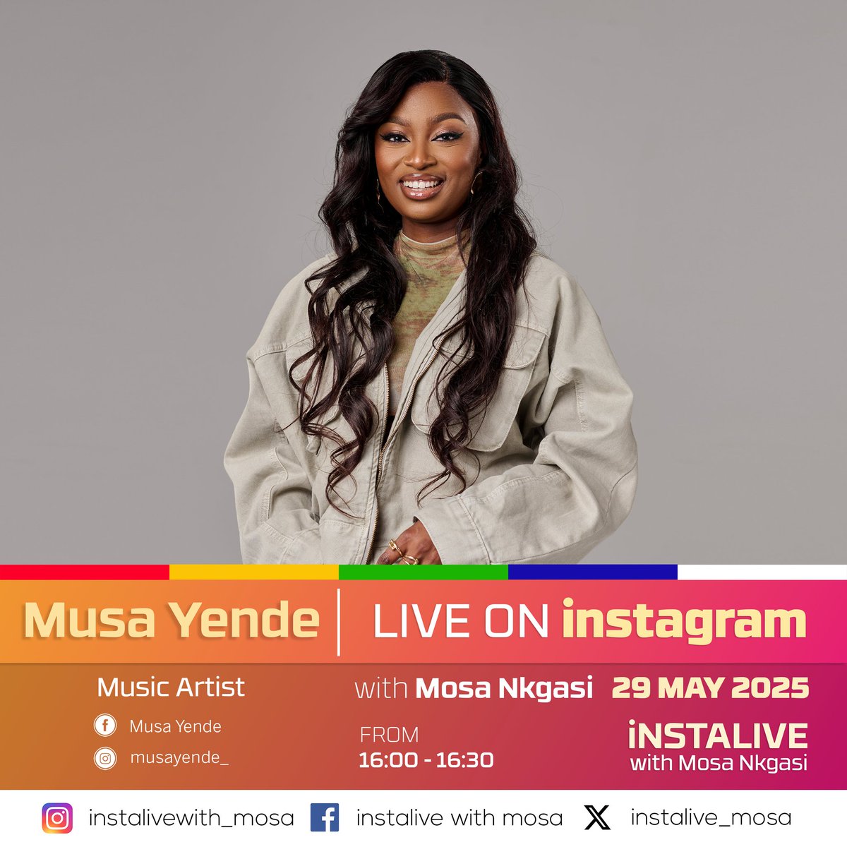 Catch our LIVE interview with <a href="/MusaYende_/">Musa Yende</a> on this date: 29 May 2025 from 16:00 - 16:30 • All chats about the EP 'Sustained by Grace'

cc: <a href="/UMGSA/">Universal Music South Africa</a>