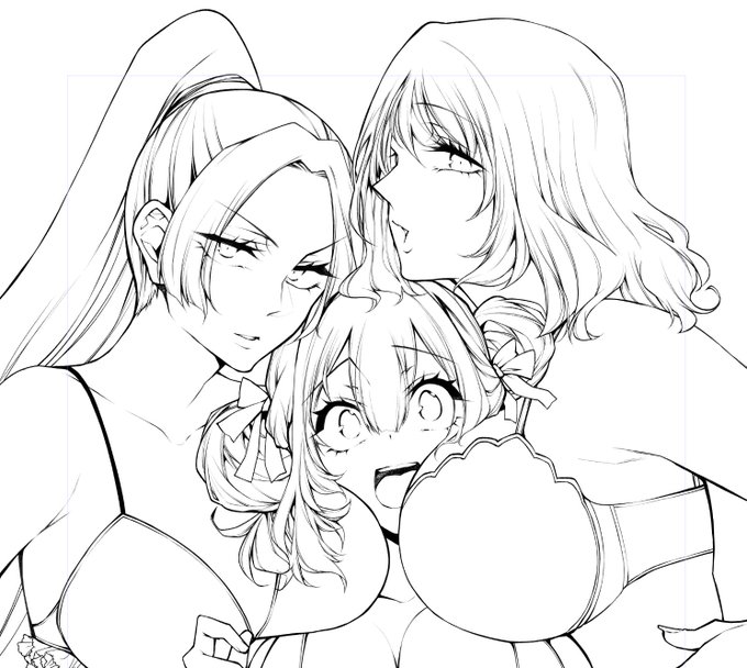 線画綺麗にしました。明日から着色です。 