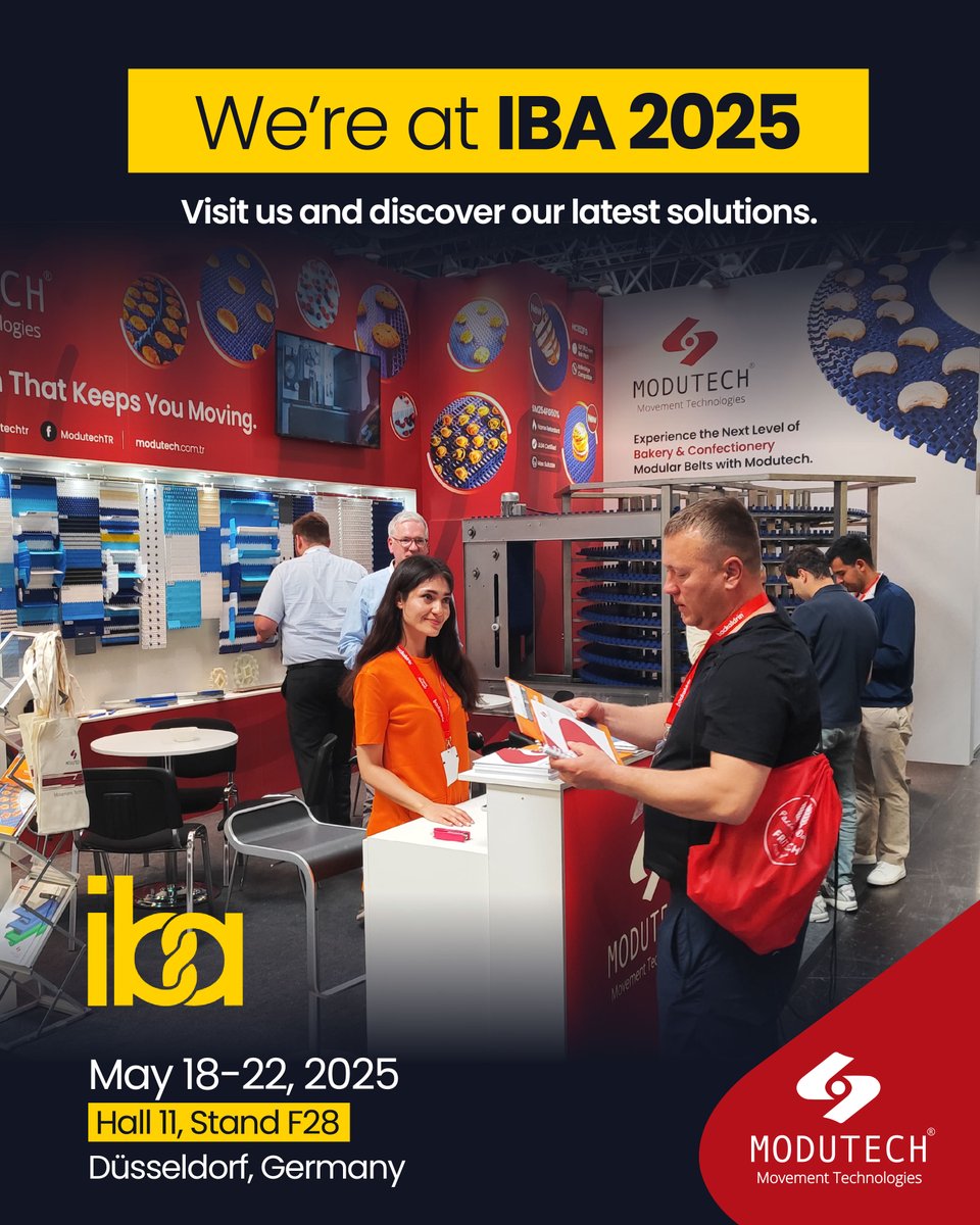modutechtr's tweet image. The show is already underway at IBA 2025, and it&apos;s been an exciting start! Don’t miss the chance to explore our modular belts, connect with our team, and discover how we’re making a difference in the baking industry.

#Modutech #IBA2025