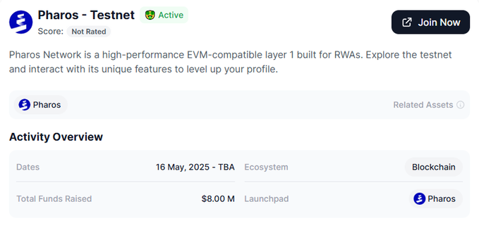 🔥 Hướng Dẫn Săn Airdrop Pharos (Layer 1 RWA &amp; DEPIN) Gọi Vốn $8M Seed Round

✅ Các bước thực hiện:  Bước 1: Kết nối ví &amp; chuyển mạng Pharos Testnet  Truy cập link: testnet.pharosnetwork.xyz/experience?inv…… Kết nối ví EVM (MetaMask, Rabby...) và chuyển sang mạng Pharos Testnet.