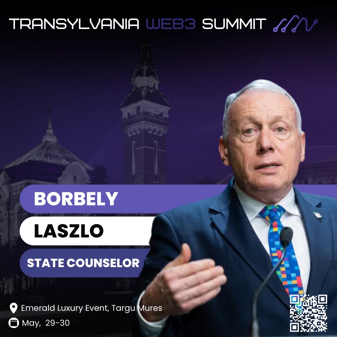 TransylvaniaW3S's tweet image. 🌍 We’re proud to welcome Borbély László, State Counselor and Coordinator for Sustainable Development, to #TransylvaniaWeb3Summit 2025!
A strong voice for sustainability in the era of Web3.
Welcome! 🙌 #Web3 #Sustainability #TransylvaniaSummit