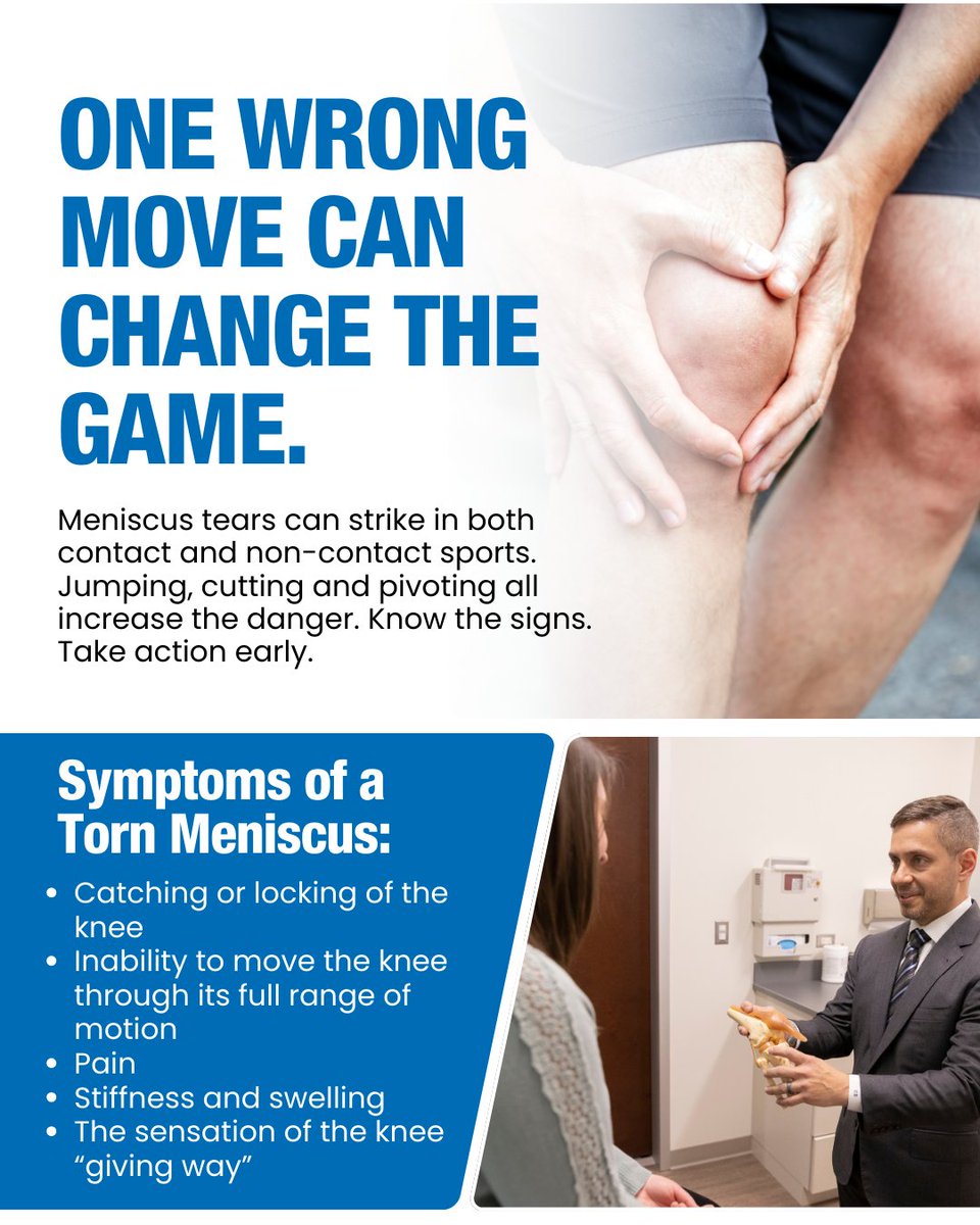 Meniscus tears are a common injury in both contact sports like football and non-contact sports like volleyball. Sudden twists or turns while running can put the knee at risk. Contact UOA’s sports medicine specialist if you’re experiencing these symptoms.

bit.ly/3LCohdw