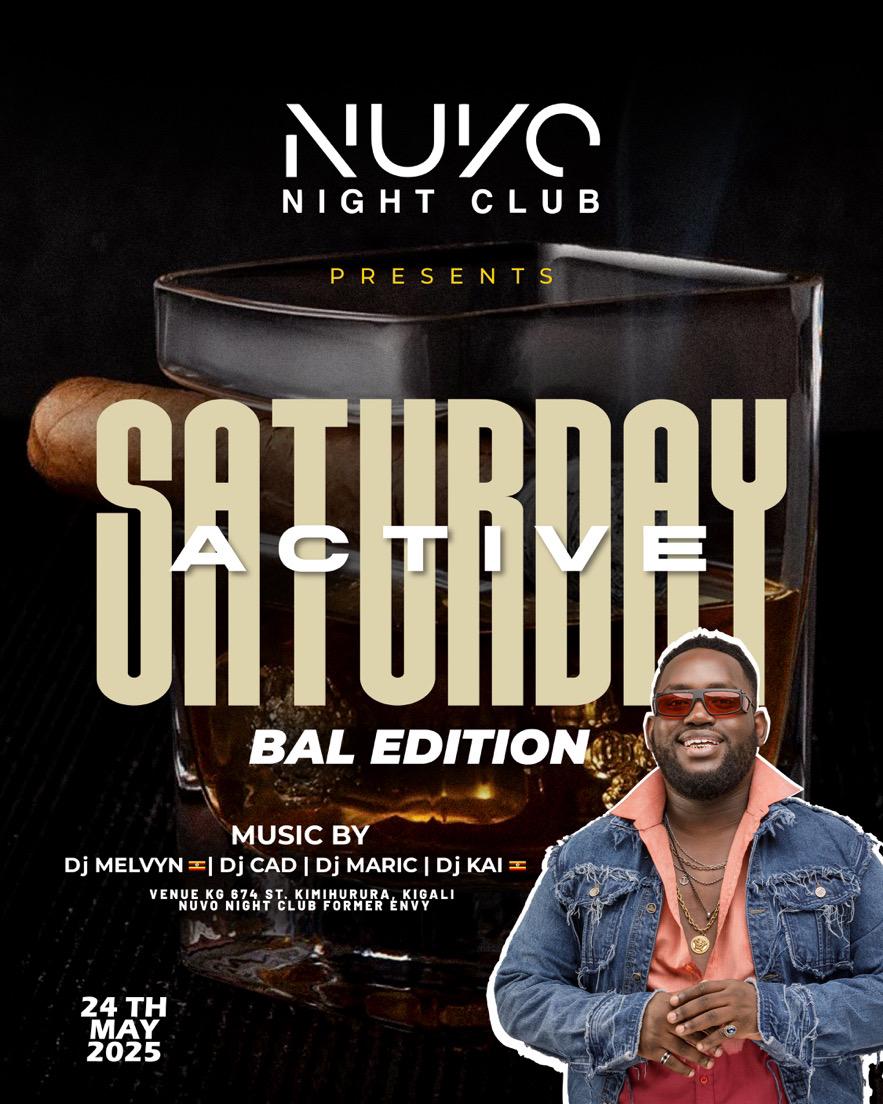 SseseNation's tweet photo. Kigali π·πΌ, get ready to get ACTIVE this Saturday!
Well be at Nuvo Night Club for the #SATURDAYACTIVE: BAL EDITION this weekend! We've got an incredible lineup on the decks: @melvyndeejay, DJ Cad, DJ Maric, & #SseseNation s @__DJKai. Don't miss out on the hottest night in Kigali! https://t.co/EZa0blGzyH