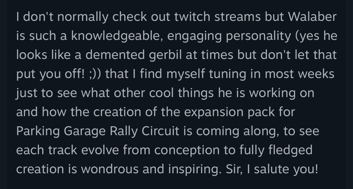 Was checking in on PGRC Steam reviews this morning and stumbled on this paragraph….. 😬