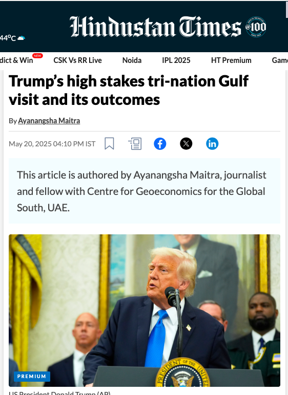 COGGS (@coggs_official) on Twitter photo COGGS Fellow <a href="/Ayanangsha/">Ayanangsha Maitra</a> writes on US President <a href="/realDonaldTrump/">Donald J. Trump</a> 's Tri-nation Gulf visit and outcomes.
Pls read <a href="/htTweets/">Hindustan Times</a> :
hindustantimes.com/ht-insight/int…
<a href="/MohamedAlali72/">د . محمد العلي</a> <a href="/TrendsRA/">TRENDS Research & Advisory</a> #Gulf COGGS Fellow <a href="/Ayanangsha/">Ayanangsha Maitra</a> writes on US President <a href="/realDonaldTrump/">Donald J. Trump</a> 's Tri-nation Gulf visit and outcomes.
Pls read <a href="/htTweets/">Hindustan Times</a> :
hindustantimes.com/ht-insight/int…
<a href="/MohamedAlali72/">د . محمد العلي</a> <a href="/TrendsRA/">TRENDS Research & Advisory</a> #Gulf