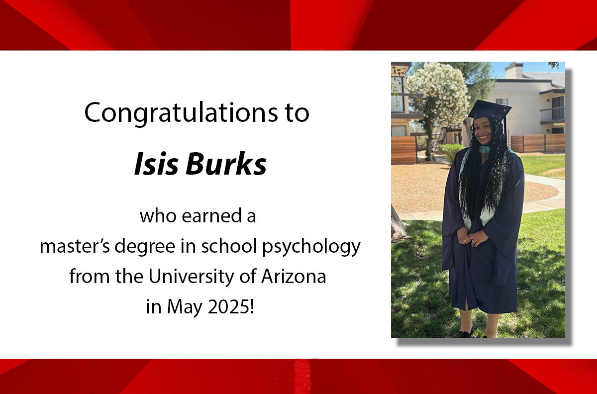 UNL McNair (@unl_mcnair) on Twitter photo Congratulations to <a href="/UNL_McNair/">UNL McNair</a> alum Isis Burks who earned a masterโs degree in school psychology from the University of Arizona in May 2025. Isis is pursuing a Ph.D. in school psychology <a href="/uarizona/">University of Arizona</a>. So proud of you Isis! ๐๐๐ Congratulations to <a href="/UNL_McNair/">UNL McNair</a> alum Isis Burks who earned a masterโs degree in school psychology from the University of Arizona in May 2025. Isis is pursuing a Ph.D. in school psychology <a href="/uarizona/">University of Arizona</a>. So proud of you Isis! ๐๐๐