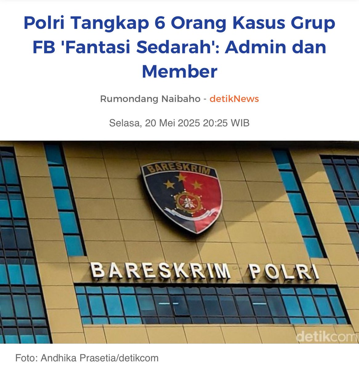 Husin Alwi (@husinshihab) on Twitter photo Alhamdulillah, 6 pelaku yg meresahkan dan merusak generasi muda bangsa ini uda ditangkap. Dan diduga akan ada pelaku2 lain yg akan ditangkap oleh polisi.
Semakin byk yg ditangkap semakin baik, biar jera semua pelaku kejahatan terhadap anak2 ini. Respect <a href="/DivHumas_Polri/">Divisi Humas Polri</a> 🫡 Alhamdulillah, 6 pelaku yg meresahkan dan merusak generasi muda bangsa ini uda ditangkap. Dan diduga akan ada pelaku2 lain yg akan ditangkap oleh polisi.
Semakin byk yg ditangkap semakin baik, biar jera semua pelaku kejahatan terhadap anak2 ini. Respect <a href="/DivHumas_Polri/">Divisi Humas Polri</a> 🫡