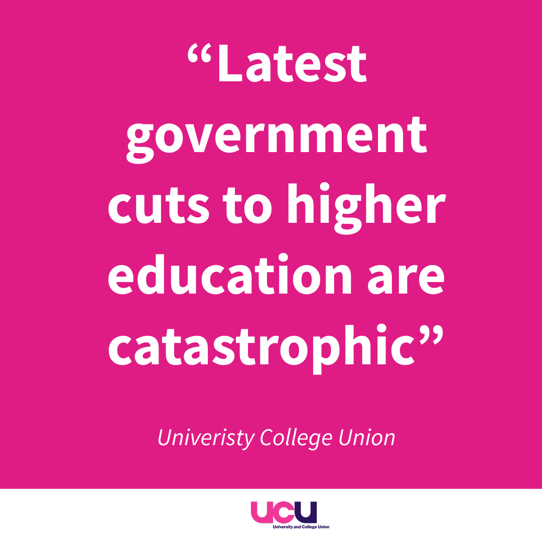 Latest government cuts of over £180m to higher education are nothing short of "Catastrophic". 
Our response 🧵