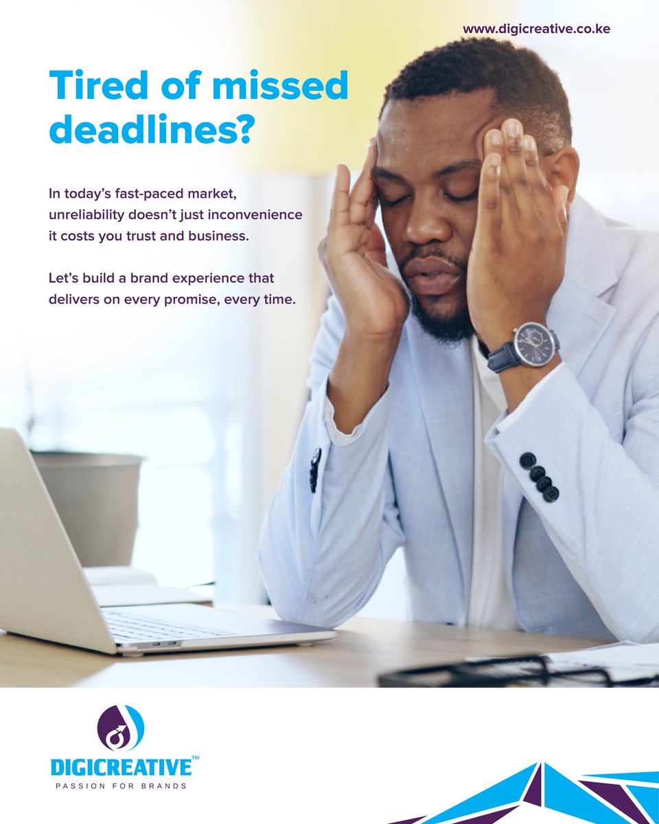 DigicreativeLtd's tweet photo. Tired of missed deadlines?

In today's fast paced market, unreliability doesn't just inconvenience it costs you trust and business.
Let's build a brand experience that delivers on every promise, every time.

#Digicreative #reliability #branding #design #print https://t.co/FCRc7na26H