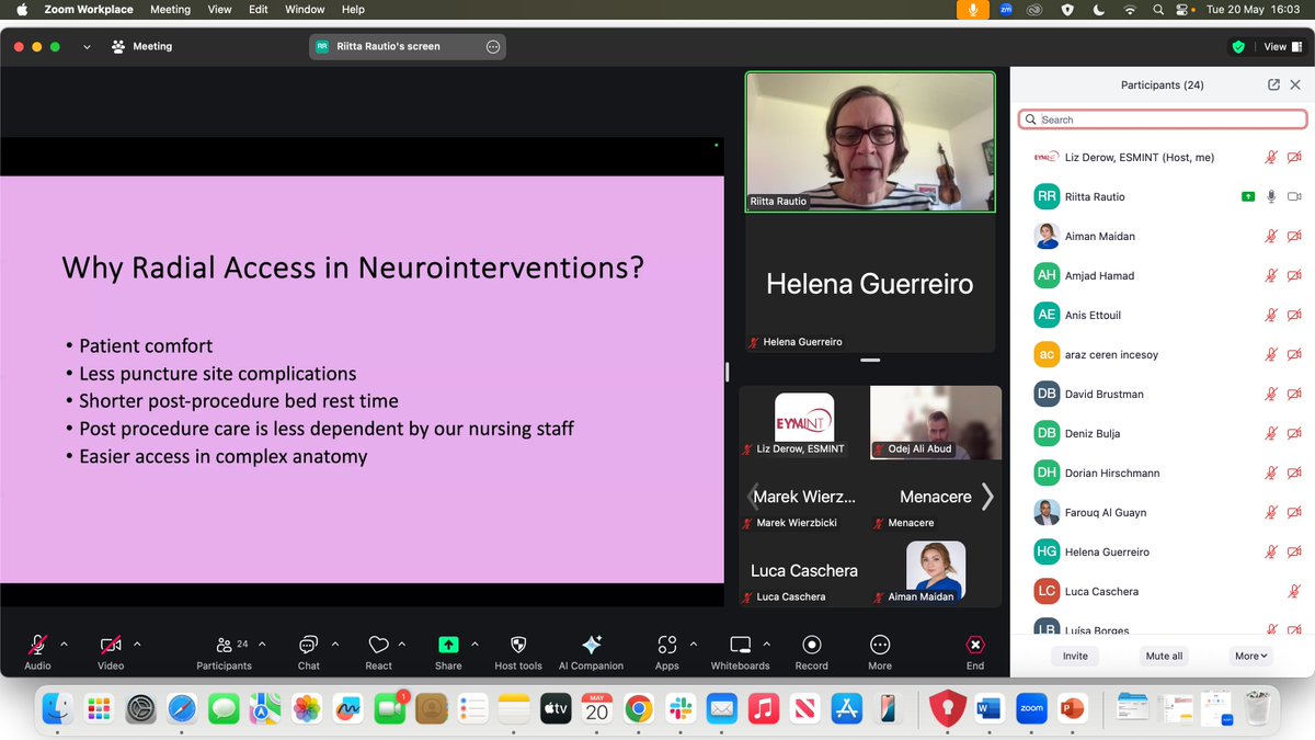 esmintsociety's tweet image. Big thanks to Riitta Rautio for her great talk on Radial Access in Neurointerventions in today’s e-Fellowship session! Thanks also to Odej Ali Abud, Adel Menacre, Marek Wierzbicki, and Helena Guerreiro @Aggour @GuenegoAdrien @anna_kyselyova @Roland_K_Schwab @MPeyT1 @jc__ray