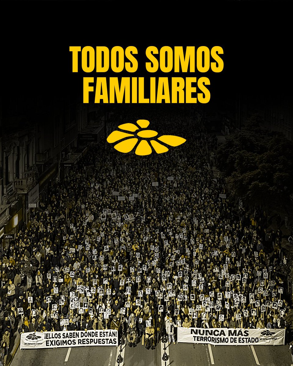 30 veces Nunca Más, sepan cumplir.

¿Dónde están?

#MemoriaVerdadYJusticia #TodosSomosFamiliares