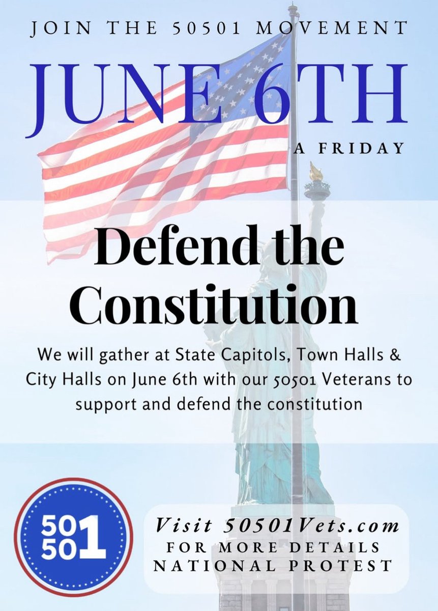 MicheleMarr5's tweet image. Save the Date! 💪🇺🇲
#June6th #TheConstitution #StopTrump #fascism #handsoffourmedicaid