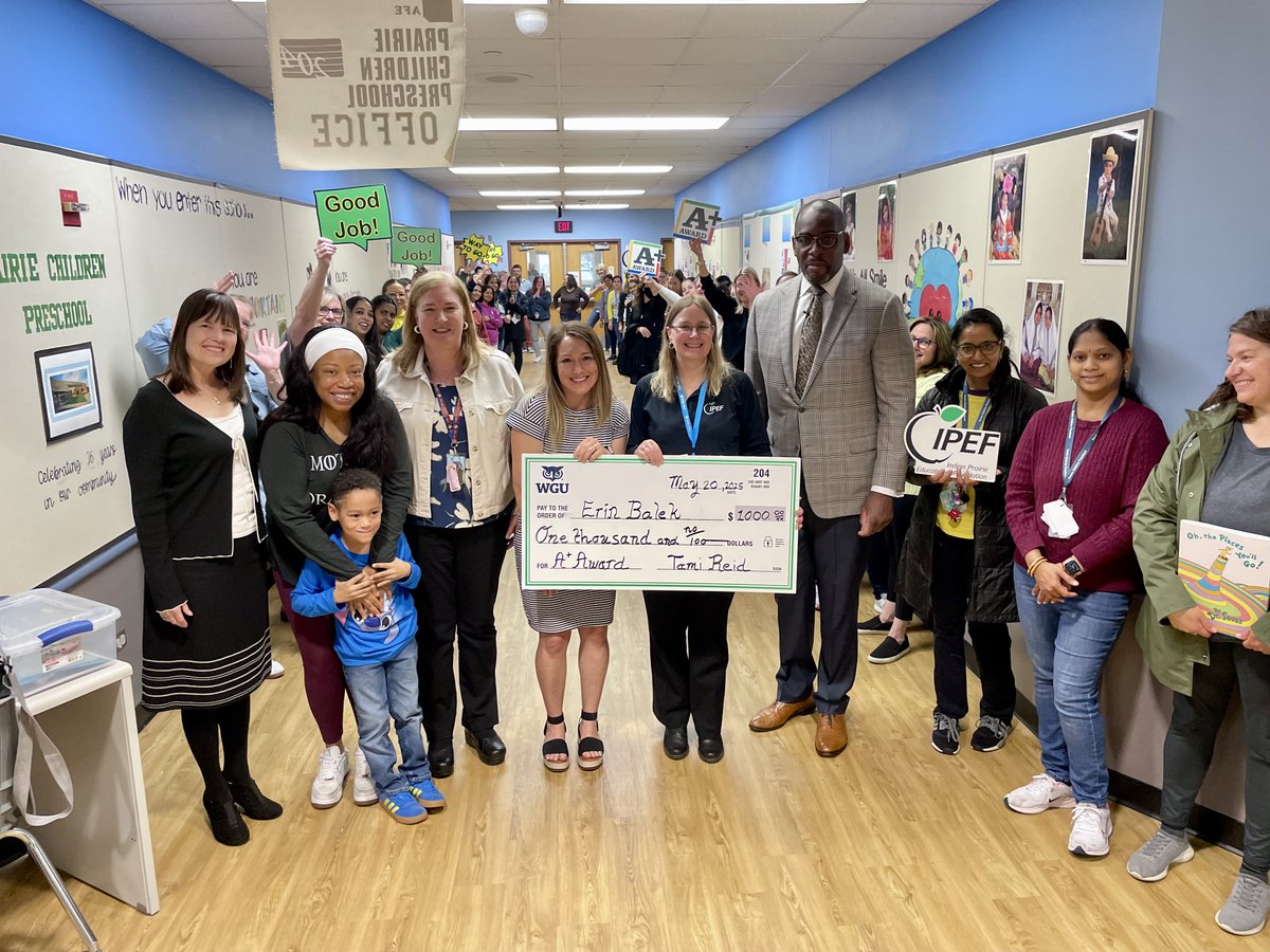 Congratulations to our May 2025 A+ Award winner: Prairie Children Preschool teacher, Erin Balek! Thank you to our A+ program sponsor <a href="/wgu/">Western Governors U.</a> for your generous support of the A+ Award program!
#congratulations #GreatTeachersChangeLives
<a href="/IPEA204/">IPEA</a> <a href="/ipsd204/">Indian Prairie 204</a> <a href="/PCPPrincipal/">Sally Osborne</a>