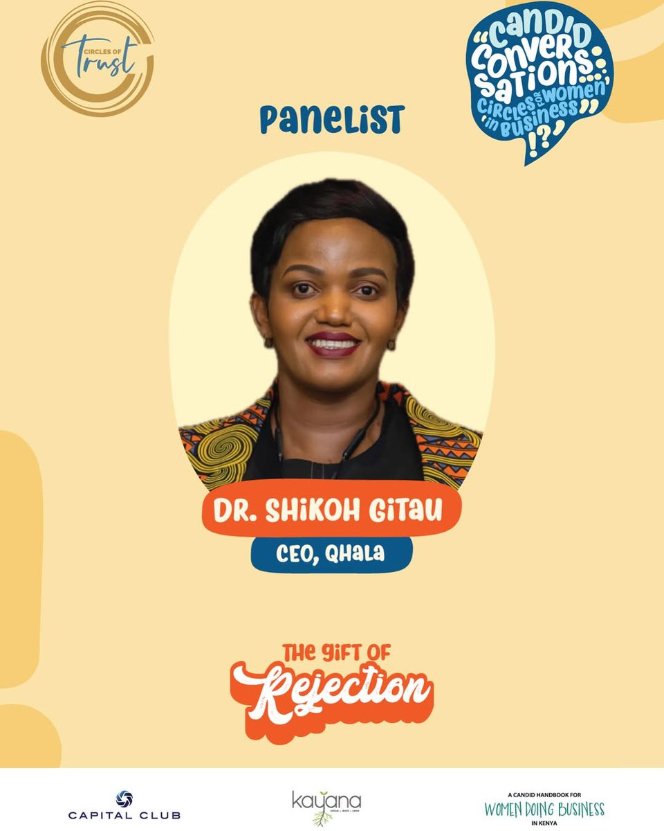 Also on the panel, we have <a href="/DrShikoh/">Shikoh Gitau</a>, CEO of <a href="/QhalaHQ/">QhalaHQ</a>.

A trailblazer in tech and innovation, Dr. Shikoh brings deep insight into navigating tough transitions, transforming rejection into redirection, and leading with purpose.

RSVP here: bit.ly/Candid2