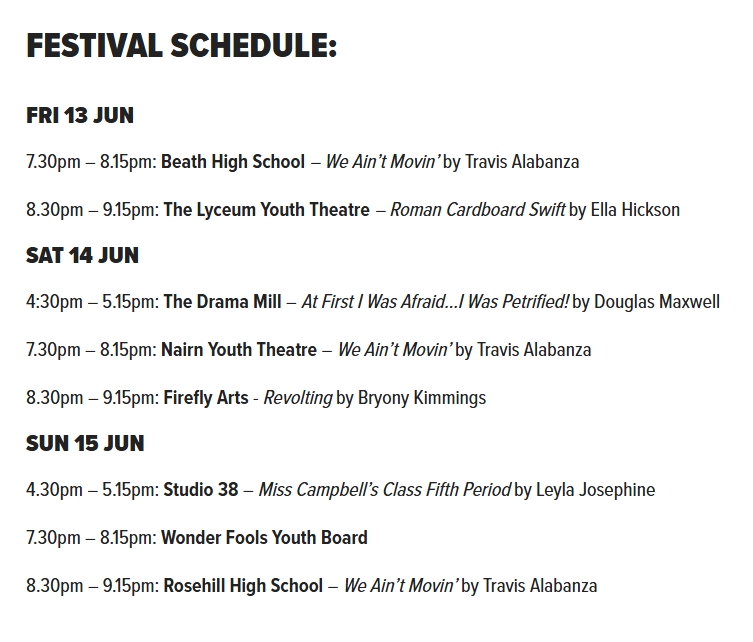Mr Aitken🎭 (@mraitken21) on Twitter photo HOW EXCITING!! Look at our name on the festival schedule <a href="/traversetheatre/">Traverse Theatre</a> for <a href="/wonder_fools/">Wonder Fools</a> #PSNT Closing the weekend. Cant wait to see our young people take the stage.
Tickets on sale now: traverse.co.uk/whats-on/event… HOW EXCITING!! Look at our name on the festival schedule <a href="/traversetheatre/">Traverse Theatre</a> for <a href="/wonder_fools/">Wonder Fools</a> #PSNT Closing the weekend. Cant wait to see our young people take the stage.
Tickets on sale now: traverse.co.uk/whats-on/event…