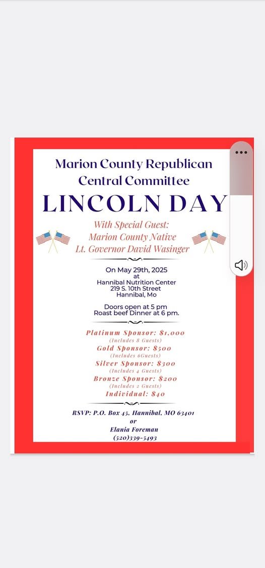 I'll be attending the Marion County Republican Central Committee Dinner May 9th. I'm hoping to talk to as many people as I can to discuss what is taking place in our area and how we can change it. I hope to see you there.