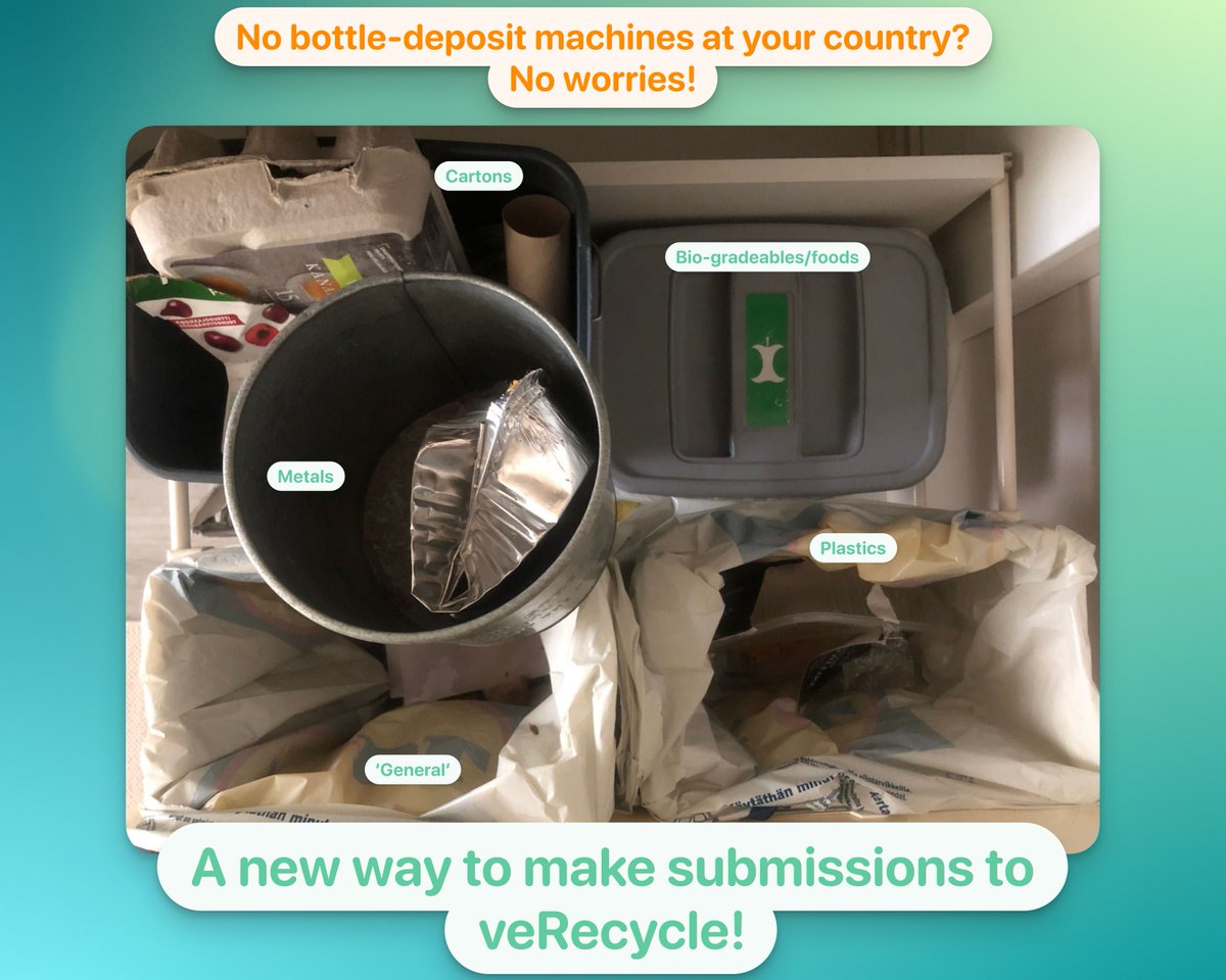 🚨The long-awaited update is now live! ♻️

If you don't live in a country that doesn't have bottle-deposit machines, you have not been able to participate to veRecycle.

But. 
That has now come to change.

We are now introducing a completely new way to make submissions

by