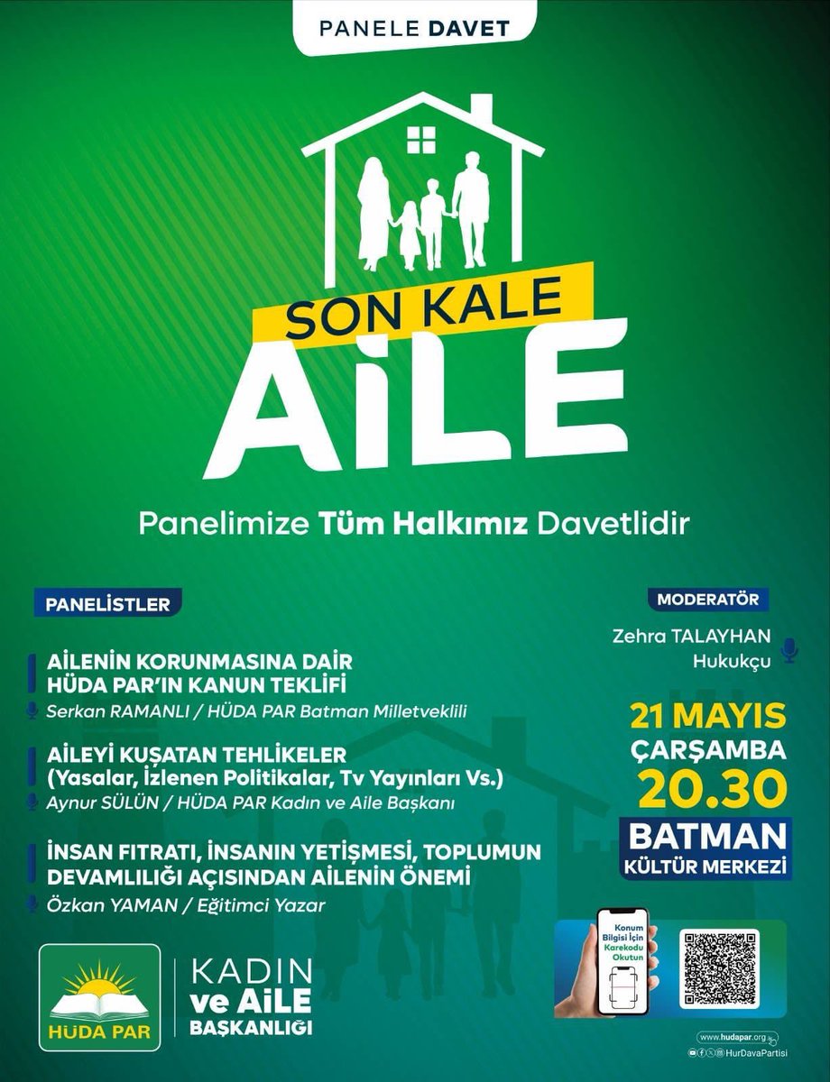 AvSerkanRamanli's tweet photo. Toplumun temel direği olan aile kurumunu korumak ve güçlendirmek adına düzenleyeceğimiz ‘Son Kale Aile’ paneline katılacağız.

Hep birlikte, sağlıklı bir toplumun teminatı olan aileyi konuşacağız. https://t.co/8xfQvznHJh