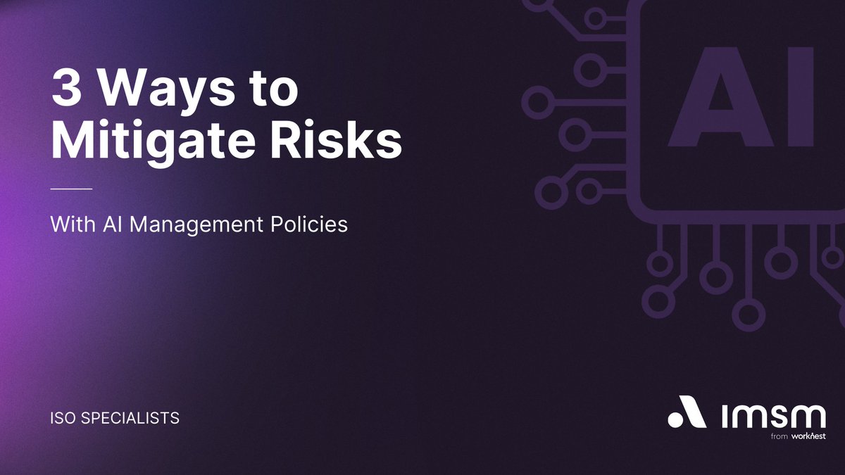 ➡️ 3 ways to Mitigate Risks with AI Management Policies hubs.ly/Q03njCwt0

1. Data Privacy Concerns
2. Biases in AI Models
3. Potential Security Threats

#ai #iso42001 #iso27001