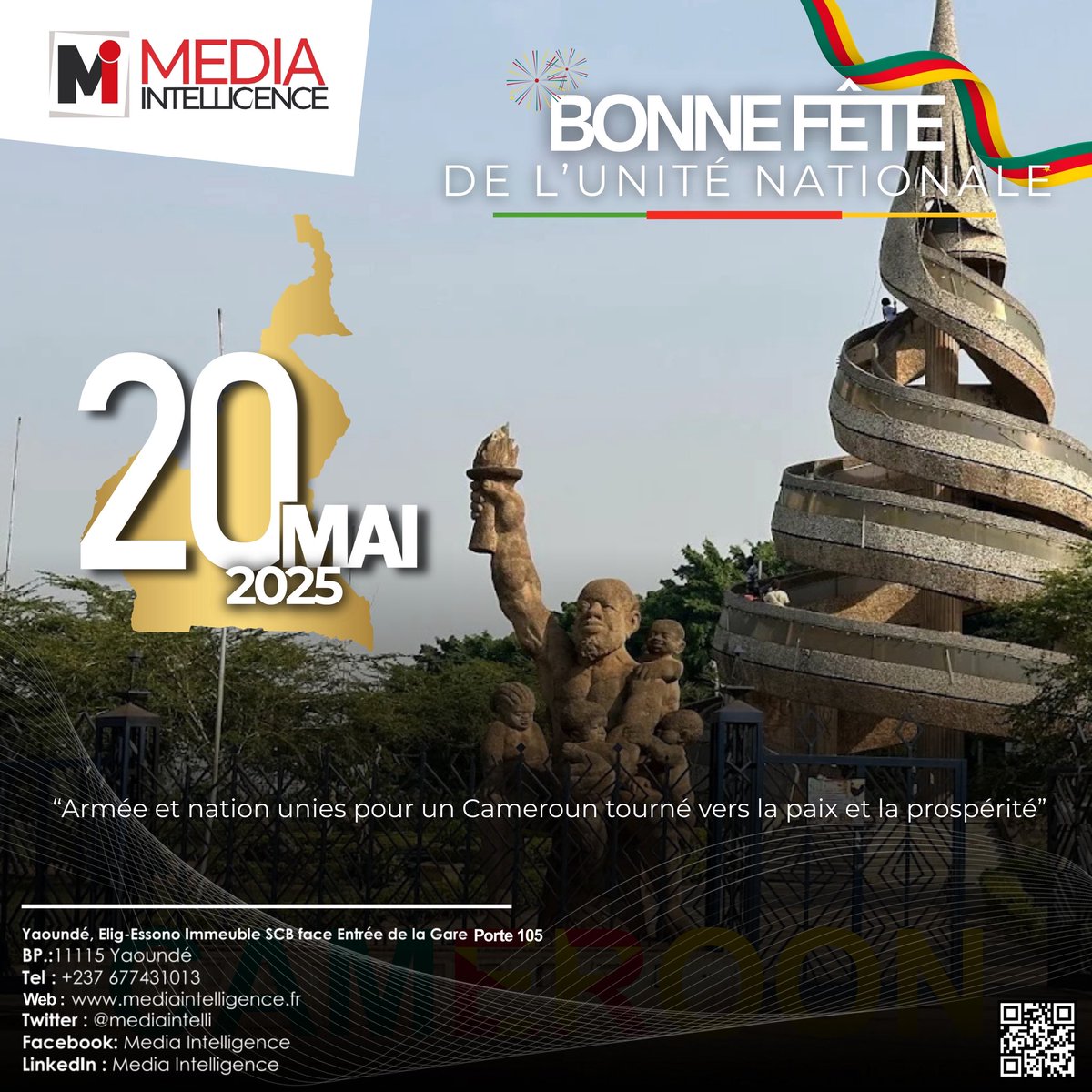 mediaintelli's tweet photo. Bonne fête de l’unité nationale 🇨🇲 https://t.co/huVhZBK7yb
