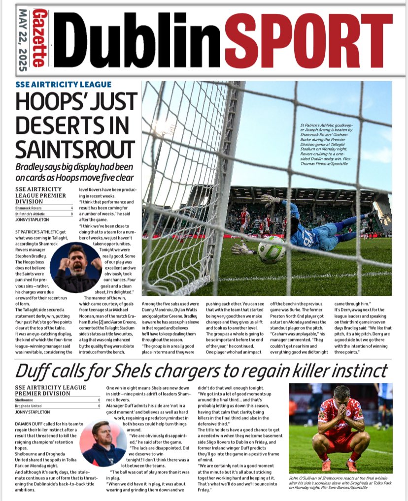 Aaron Dunne (@aaronmcfc1) on Twitter photo In this week's <a href="/DublinGazette/">Dublin Gazette Newspapers</a>, <a href="/DubGAAOfficial/">Dublin GAA</a> hurlers in search of Leinster final spot, Dessie's fballers stun Galway as All-Ireland champions Armagh loom on horizon, Leo's <a href="/leinsterrugby/">Leinster Rugby</a> eye Scarlets qtr plus <a href="/shelsfc/">Shelbourne FC π</a> urged to to regain killer instinct & <a href="/ShamrockRovers/">Shamrock Rovers FC</a> go top In this week's <a href="/DublinGazette/">Dublin Gazette Newspapers</a>, <a href="/DubGAAOfficial/">Dublin GAA</a> hurlers in search of Leinster final spot, Dessie's fballers stun Galway as All-Ireland champions Armagh loom on horizon, Leo's <a href="/leinsterrugby/">Leinster Rugby</a> eye Scarlets qtr plus <a href="/shelsfc/">Shelbourne FC π</a> urged to to regain killer instinct & <a href="/ShamrockRovers/">Shamrock Rovers FC</a> go top