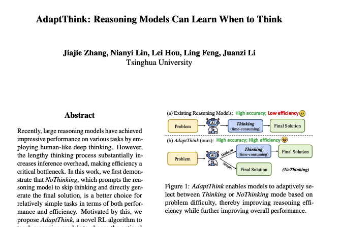 _akhaliq's tweet image. AdaptThink

Reasoning Models Can Learn When to Think