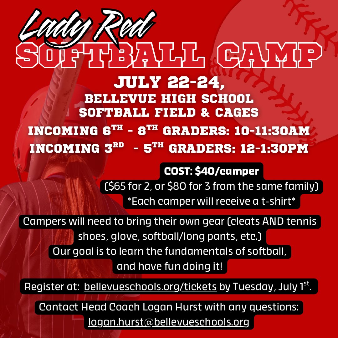 red_softball's tweet photo. It’s time to register for this year’s summer camp! ☀️🥎 https://t.co/QQIahjy9Uu