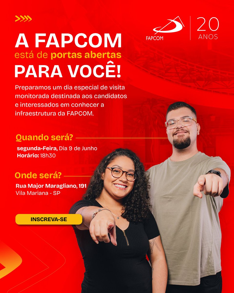 Quer conhecer a FAPCOM de perto? 👀

💡 Confirme sua presença no link
fapcom.edu.br/portal/eventos…