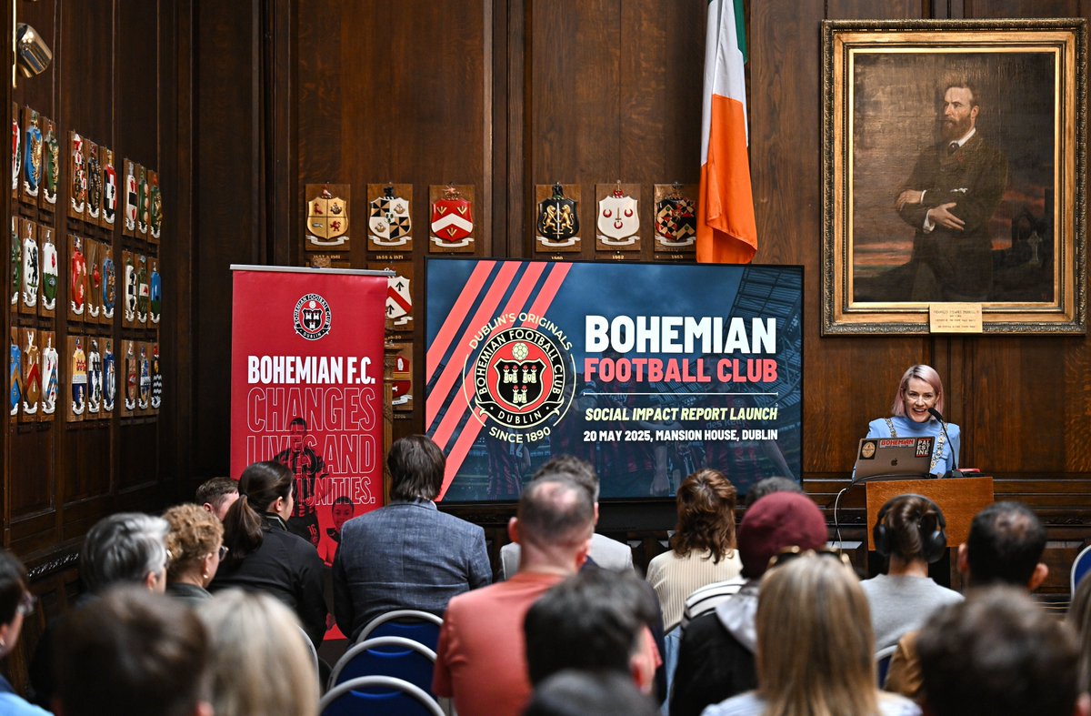 Bohemian FC is delighted to today publish our Social Impact Report, a first in League of Ireland Football, which was launched this morning at the Mansion House by the Lord Mayor of Dublin Emma Blain: bohemians.ie/bohemian-fc-so…