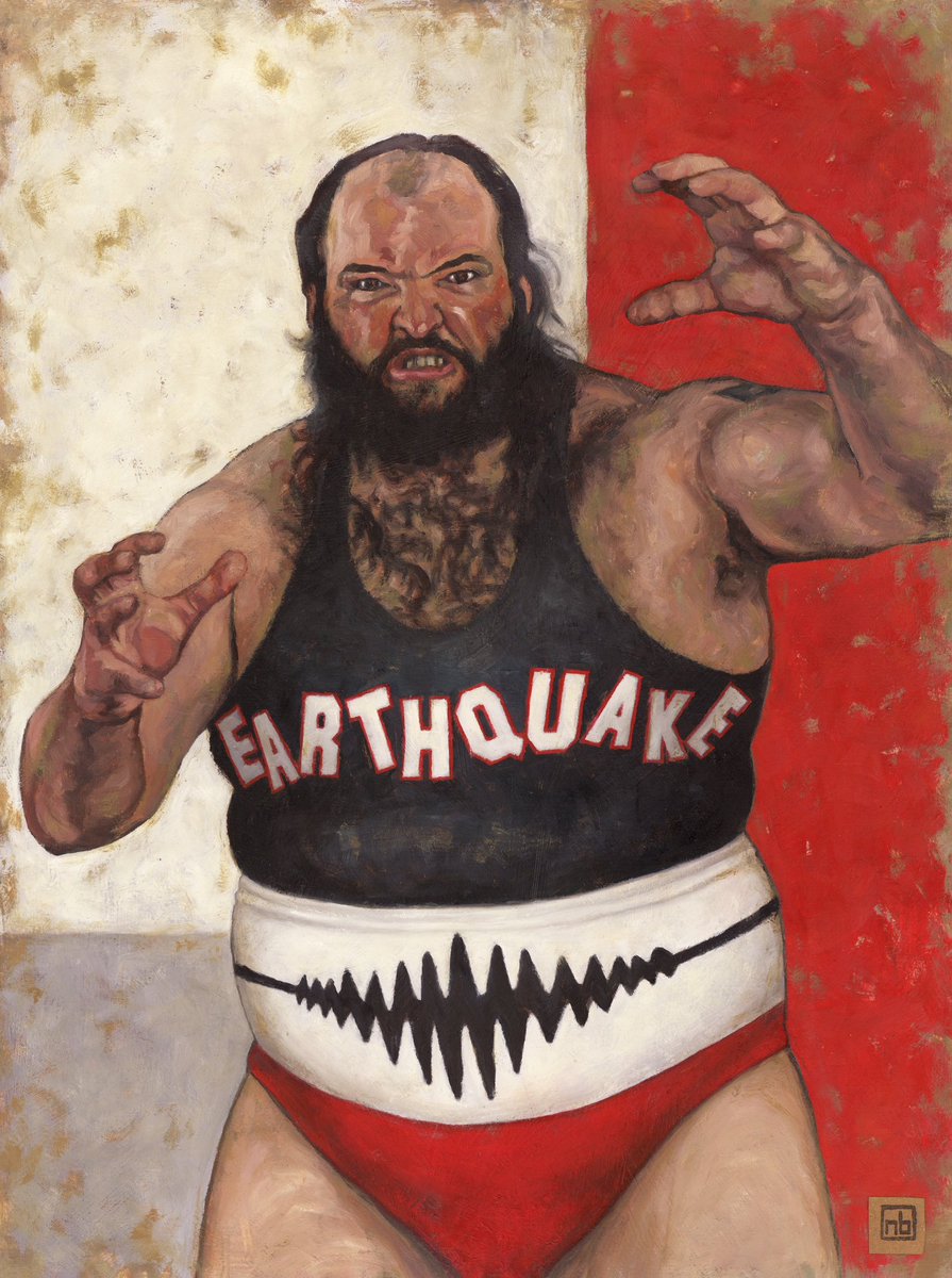 NateBibaud's tweet photo. EARTHQUAKE // Oil Painting 
Prints available at https://t.co/tbfUPMuWud 
#wwe #wwf #earthquake https://t.co/dAJRa3wmSI