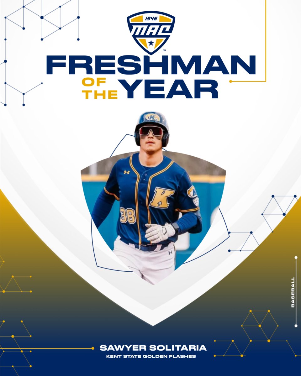 MACtion (@macsports) on Twitter photo βΎοΈ Freshman of the Year βΎοΈ
Kent State's Sawyer Solitaria is the 2025 MAC Baseball Freshman of the Year! β‘οΈ
<a href="/KentStBaseball/">Kent State Baseball</a> | #MACtion βΎοΈ Freshman of the Year βΎοΈ
Kent State's Sawyer Solitaria is the 2025 MAC Baseball Freshman of the Year! β‘οΈ
<a href="/KentStBaseball/">Kent State Baseball</a> | #MACtion