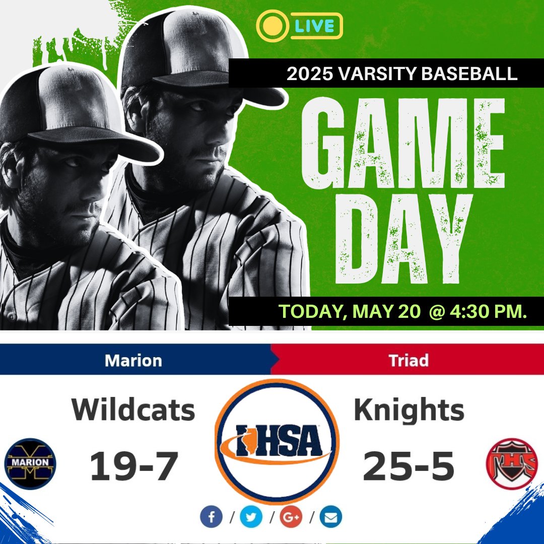 IHSA UPDATES (@ihsa_updates) on Twitter photo ๐ฅBASEBALL GAMEDAY๐ฅ
โพ๏ธ Marion ๐๏ธ Triad
๐บ Live: livestream.highschoolsports.live
๐ May 20, 2025
โฐ๏ธ 4:30p.
<a href="/cmass6/">Cody Massey</a> <a href="/SamWeber_4/">Sam Weber</a> <a href="/TriadKnights/">Triad Knights</a> <a href="/TriadHighSchool/">Triad High School</a> <a href="/TriadBaseball/">Triad Knights Baseball</a> <a href="/DatelineMarion/">Dateline Marion</a> <a href="/MarionHSIL/">Marion High School</a> <a href="/MarionWildcats/">MHS Athletics</a> <a href="/Wildcats_BSBL/">Marion Wildcats Baseball</a> <a href="/deimeke03/">Jeff Deimeke</a> ๐ฅBASEBALL GAMEDAY๐ฅ
โพ๏ธ Marion ๐๏ธ Triad
๐บ Live: livestream.highschoolsports.live
๐ May 20, 2025
โฐ๏ธ 4:30p.
<a href="/cmass6/">Cody Massey</a> <a href="/SamWeber_4/">Sam Weber</a> <a href="/TriadKnights/">Triad Knights</a> <a href="/TriadHighSchool/">Triad High School</a> <a href="/TriadBaseball/">Triad Knights Baseball</a> <a href="/DatelineMarion/">Dateline Marion</a> <a href="/MarionHSIL/">Marion High School</a> <a href="/MarionWildcats/">MHS Athletics</a> <a href="/Wildcats_BSBL/">Marion Wildcats Baseball</a> <a href="/deimeke03/">Jeff Deimeke</a>