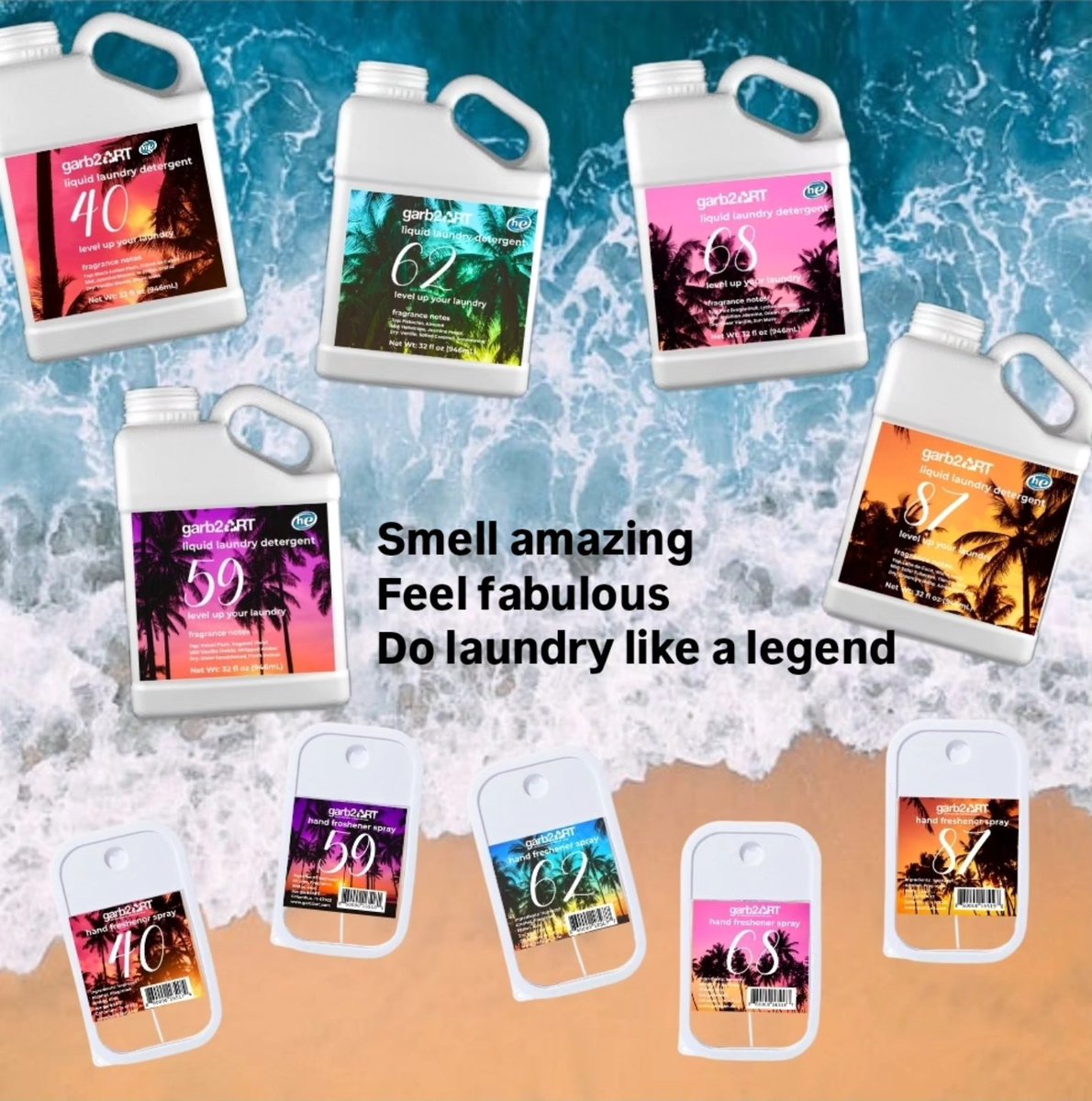 garb2ART’s newest releases - a vibrant and expansive lineup of everyday luxuries, all made in the USA.

This new category includes Liquid Laundry Detergent &amp; Boosters, Hand Freshener Sprays, Wool Dryer Ball Sets, Car Diffusers, &amp; Rollerball Perfumes!

#Wholesale