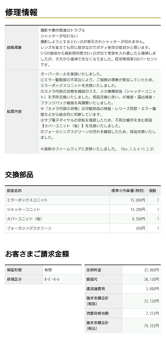 d_yama354's tweet photo. そういえば先日SUGOでのSUGOロードレースRd1で撮影中に壊れて入院中だった6D2の修理が終わったらしい。Err20の直接的な原因はミラーボックスの故障。ただショット数も相当いってたみたいでオーバーホールでのシャッターユニット交換も。だからだいぶ高くついたけどこればかりは仕方ない🤣
#EOS6Dmark2 https://t.co/RYezJ9gjKA