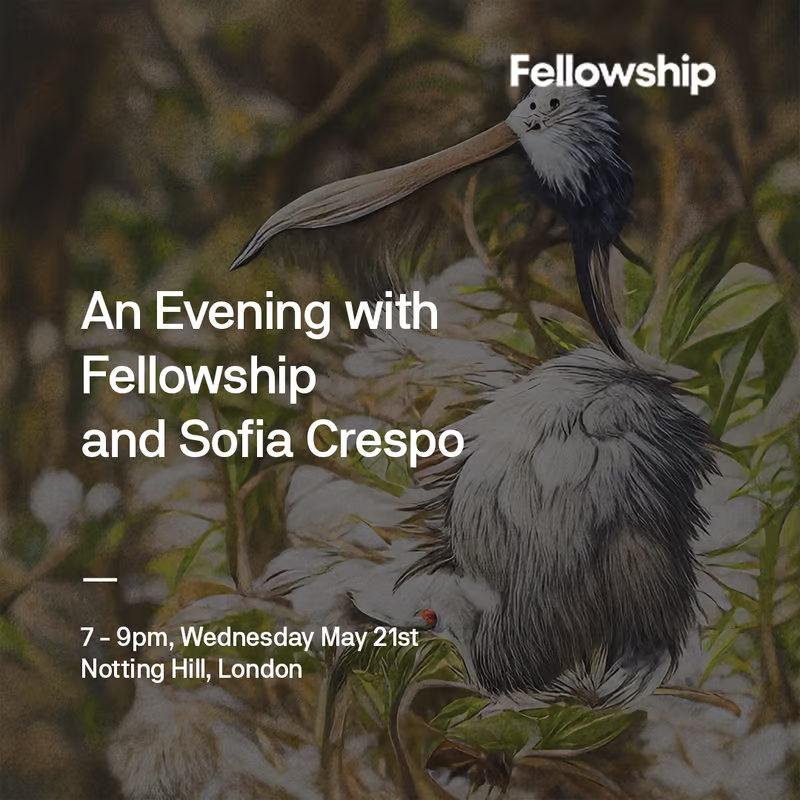 Fellowship (@fellowshiptrust) on Twitter photo Opening tomorrow → Critically Extant by <a href="/soficrespo91/">Sofia Crespo 🪸</a>
We are honored to announce the new solo show by artist Sofia Crespo: Critically Extant. Please join us at our gallery in London on May 21st for a cocktail and a small presentation by Sofia at 7:30pm, where she'll share more Opening tomorrow → Critically Extant by <a href="/soficrespo91/">Sofia Crespo 🪸</a>
We are honored to announce the new solo show by artist Sofia Crespo: Critically Extant. Please join us at our gallery in London on May 21st for a cocktail and a small presentation by Sofia at 7:30pm, where she'll share more