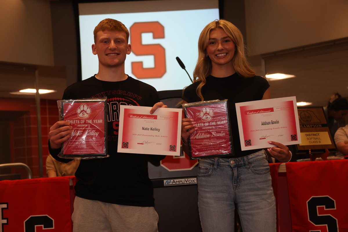 KNEBSports's tweet photo. Juniors Nate Kelley and Addy Bowlin were named the Male and Female Athletes of the Year at Scottsbluff High School on Monday night at the year end awards banquet. @activities_shs https://t.co/xQWvHzlyFW