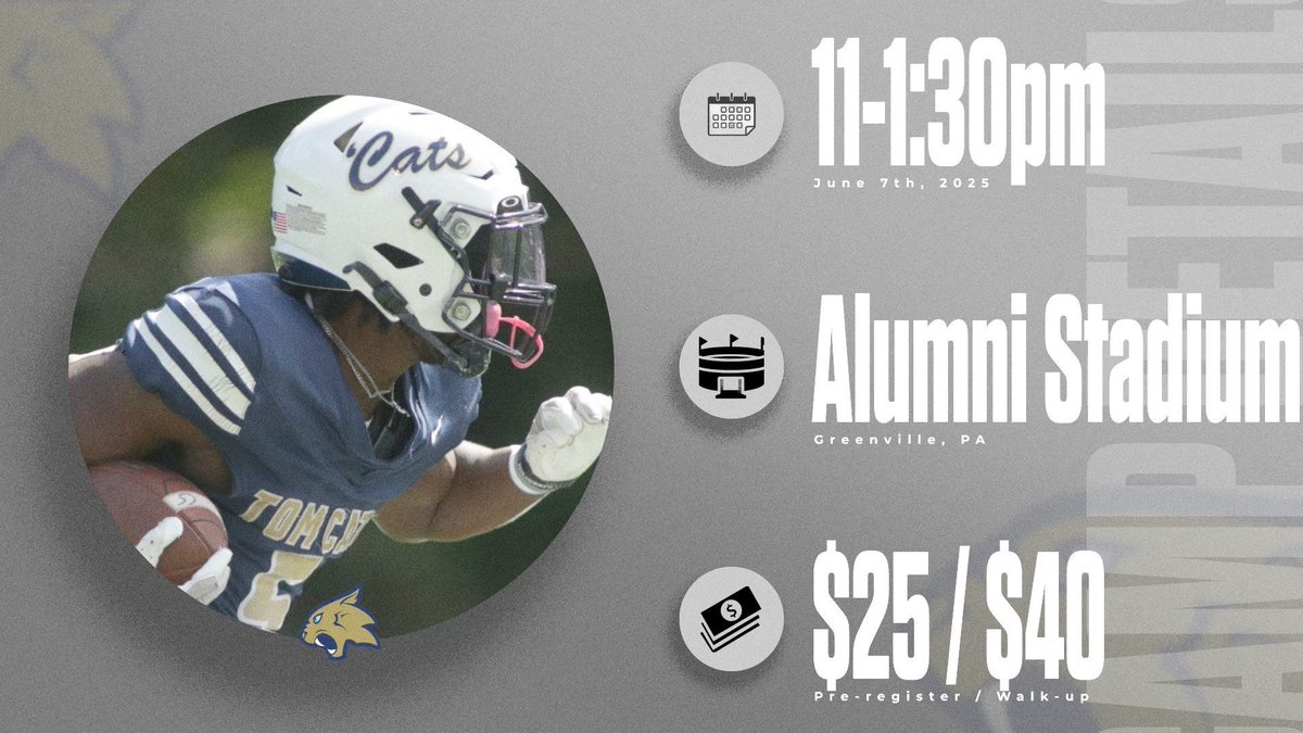 Thiel Athletics (@thielathletics) on Twitter photo 🏈𝙋𝙍𝙊𝙎𝙋𝙀𝘾𝙏 𝘾𝘼𝙈𝙋🚨
Registration is OPEN for Football's annual Prospect Camp!
📅June 7, 11 am-1:30 pm
📍Alumni Stadium
💸$25 pre-reg | $40 walk-up
✅Lock in your spot NOW⬇️
🔗events.hometownticketing.com/boxoffice/thie…
📰thielathletics.com/news/2025/5/20…
#TomcatPride | <a href="/PAC_Athletics/">Presidents’ Athletic Conference</a> 🏈𝙋𝙍𝙊𝙎𝙋𝙀𝘾𝙏 𝘾𝘼𝙈𝙋🚨
Registration is OPEN for Football's annual Prospect Camp!
📅June 7, 11 am-1:30 pm
📍Alumni Stadium
💸$25 pre-reg | $40 walk-up
✅Lock in your spot NOW⬇️
🔗events.hometownticketing.com/boxoffice/thie…
📰thielathletics.com/news/2025/5/20…
#TomcatPride | <a href="/PAC_Athletics/">Presidents’ Athletic Conference</a>