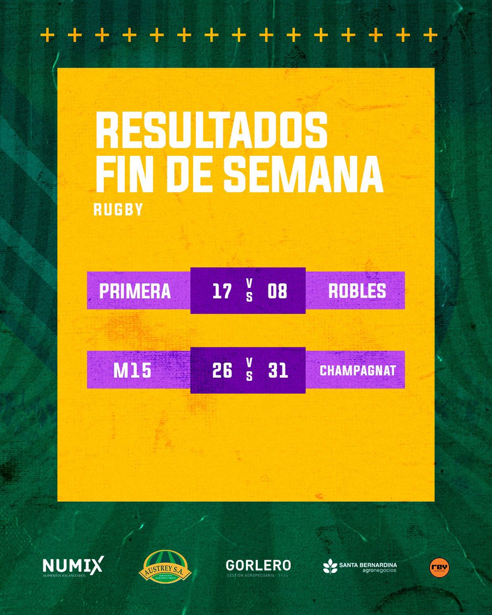 Resultados de la jornada en casa para Rugby 🏉