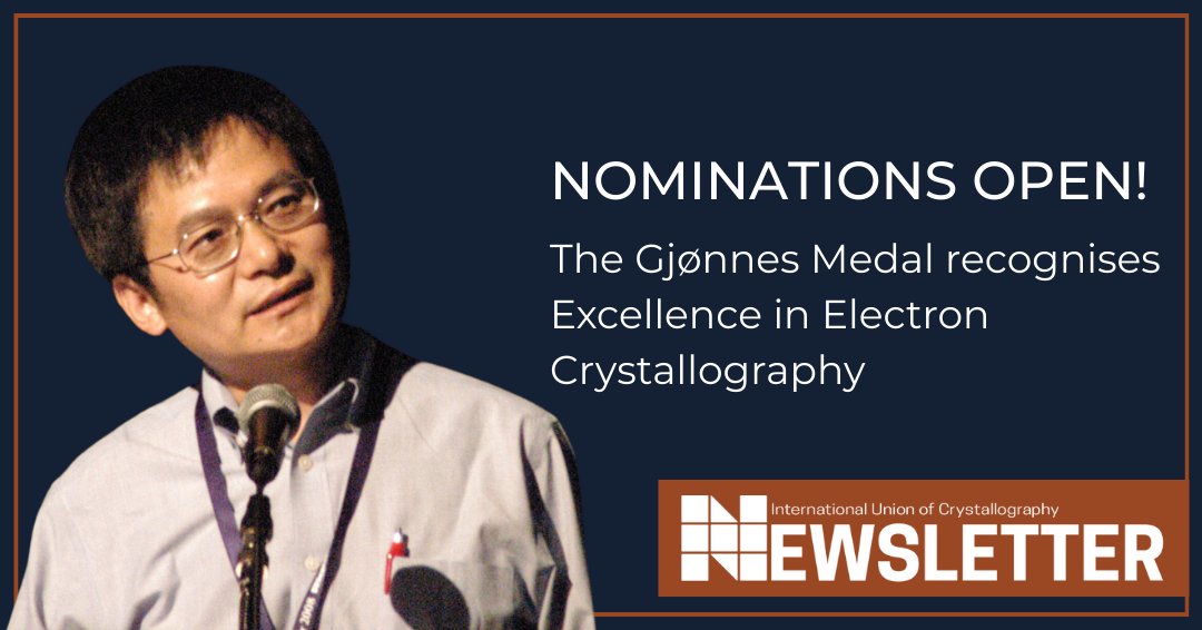 Awarded every three years at the IUCr Congress, the Gjønnes Medal recognises outstanding contributions to electron crystallography, broadly defined as the use of electron scattering and imaging to study the structure of matter.

Full details: iucr.org/news/newslette…