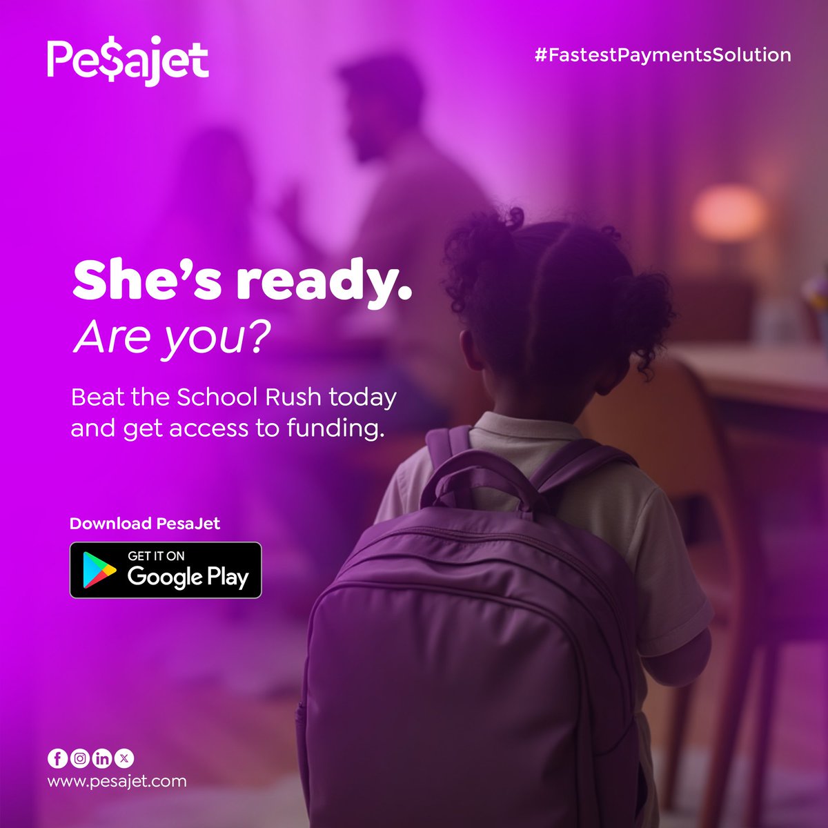 pesajet's tweet photo. ๐ Sheโs ready. Are you?
Beat the school rush with quick funding from PesaJet.
No more last-minute fee stress.
๐ฒ Download now on Google Play.
https://t.co/WMLvhBrYB9
#BackToSchoolUG #PesaJet #SmartParenting #SchoolRush #EducationSupport https://t.co/LKlRMAWdD2