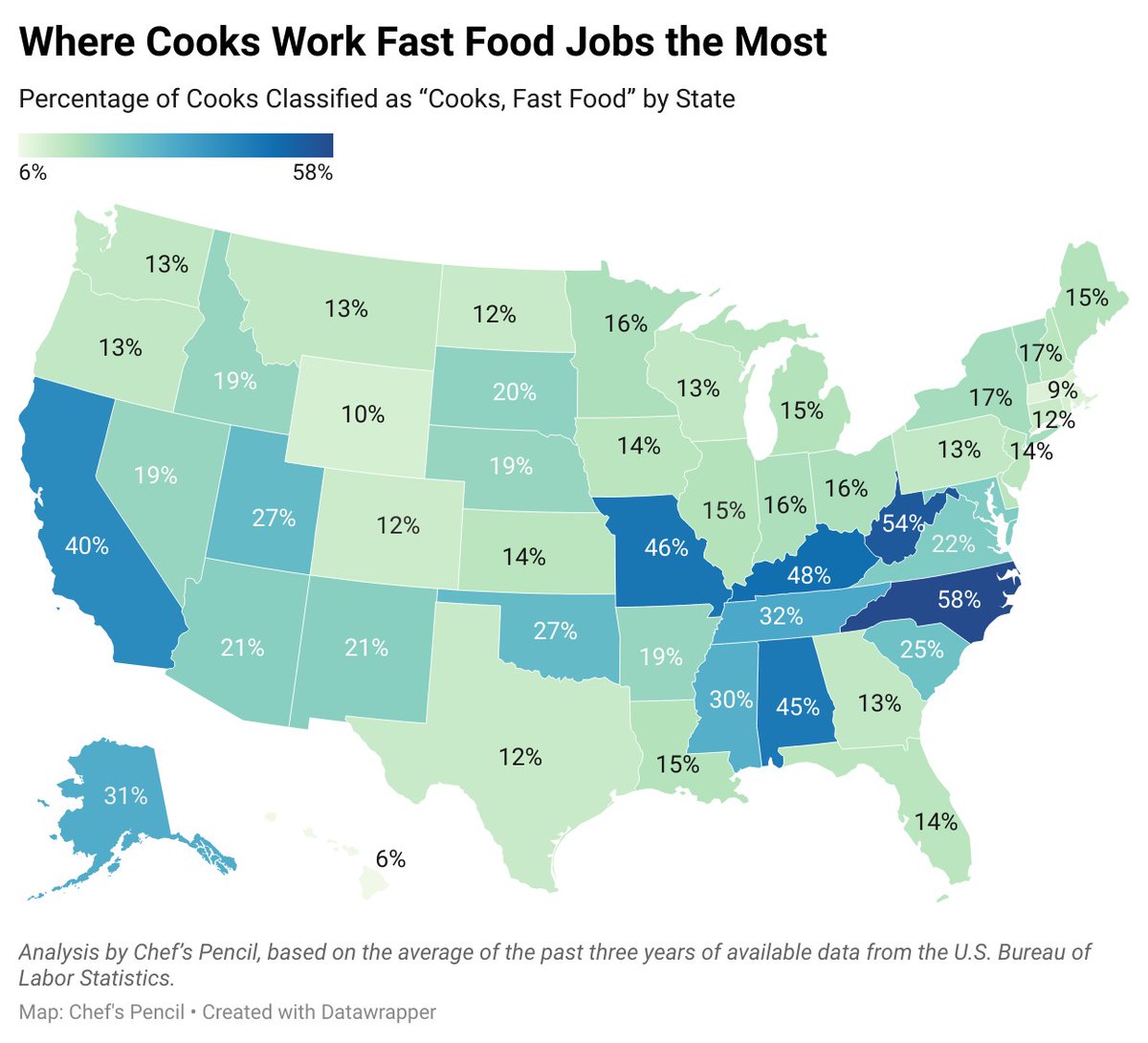 🍔 North Carolina leads the nation in fast food #cooks—58% of all cooks in the state work in fast food! See where your state ranks:
👉 chefspencil.com/states-with-th…
