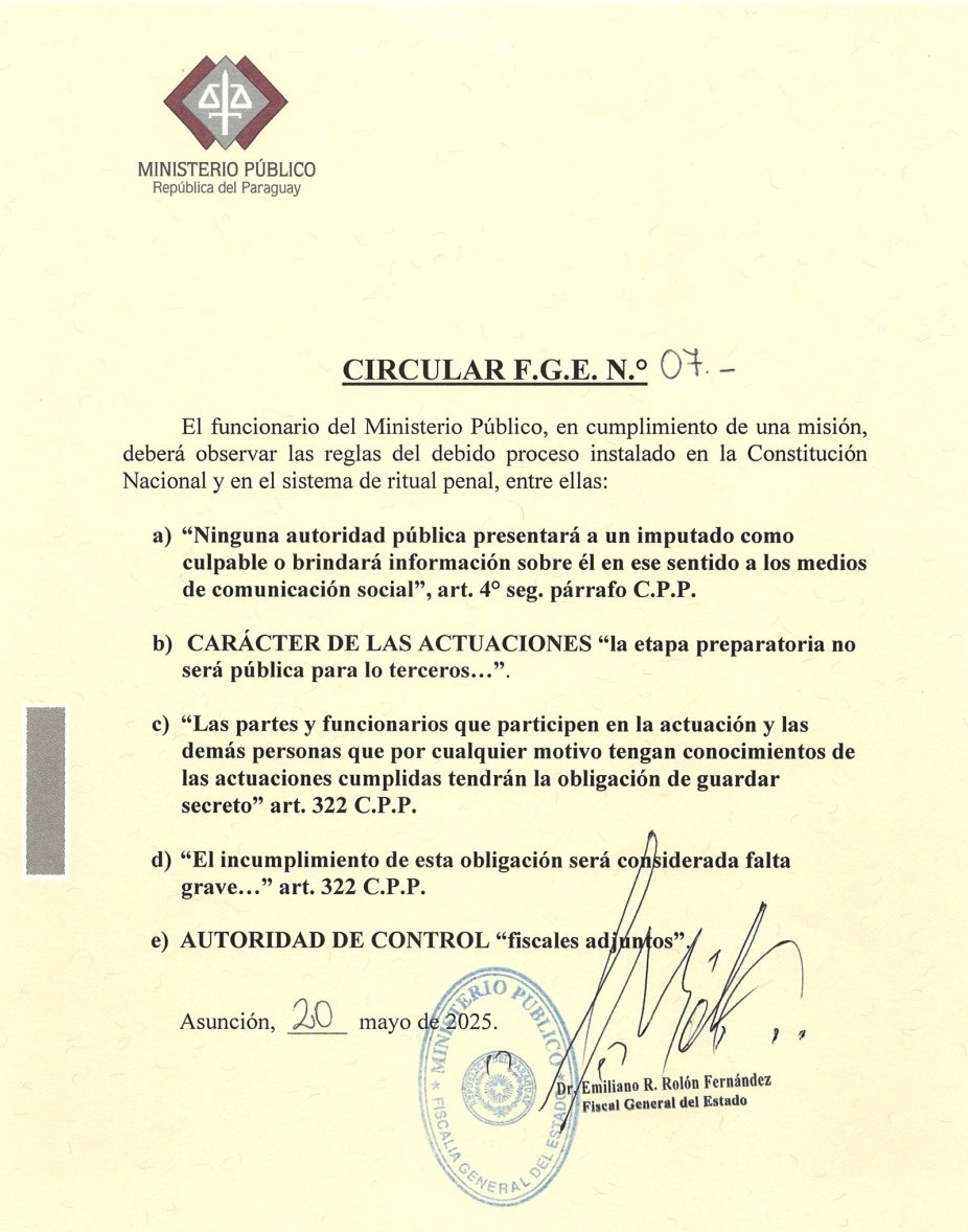 robertoperezpy's tweet photo. ⚖️Ministerio Público insta a cumplir reglas del debido proceso instalado en la Constitución Nacional y en el sistema de ritual penal https://t.co/YtlLdzw0f3