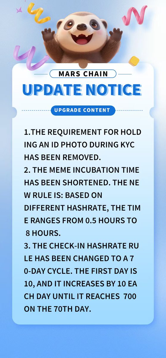 Mars Chain Update Notice