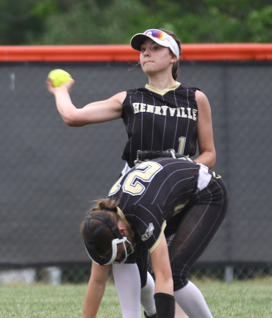 Softball-Henryville 13, Crawford County 1...Henryville 12 hits-1b-E. McAfee, Vernhart, Foley 2, Marcum, Comer, Shope; 2b-Nicholas, Dobbs 2, Marcum, A. McAfee...Crawford County 4 hits-1b-Mills 2, Ferriell, Smith...