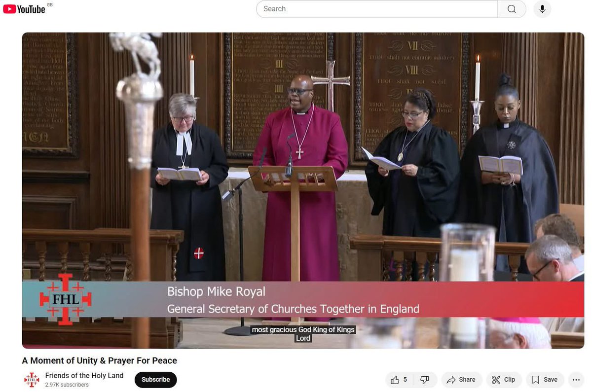 _mikeroyal's tweet photo. Moving prayers for peace at the #ecumenical service held simultaneously in London & Jerusalem by Friends of the Holy Land.
Prayers said by Churches Together in England @ChurchesEngland General Secretary Bishop @_MikeRoyal, Rev Helen Canon Cameron, President  of Methodist Church Conference; Rev Dr Tessa Henry-Robinson, CTE President & Moderator of Free Churches Group and Min @ShermaraFletche CTE Principal Officer for Pentecostal & Charismatic Churches. #ChurchesTogether #PrayTogether