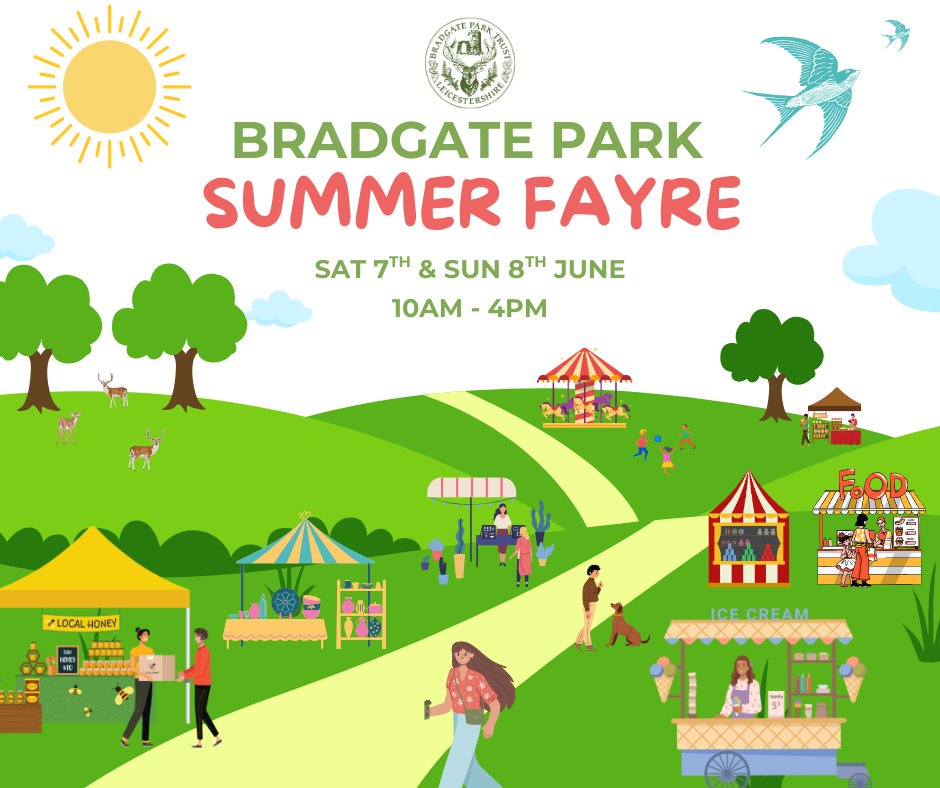Coming your way at the start of June is the Bradgate Park Summer Fayre. Featuring a bustling marketplace of local independent makers, hot food and drink, vintage carousel, traditional #fete games, craft demos and lots more.

ow.ly/ZMqp50VVuFu

#BradgatePark #SummerFayre