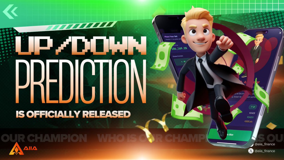 🎮 Introducing: Predict UP or DOWN — A Game by AIIA Finance

"Tired of losing real money while trying to learn the market?"

Now you can practice BTC price predictions without risking anything — and still earn rewards.
🏆Airdrop Pool: 1M Token $AIIA - Success comes to those who