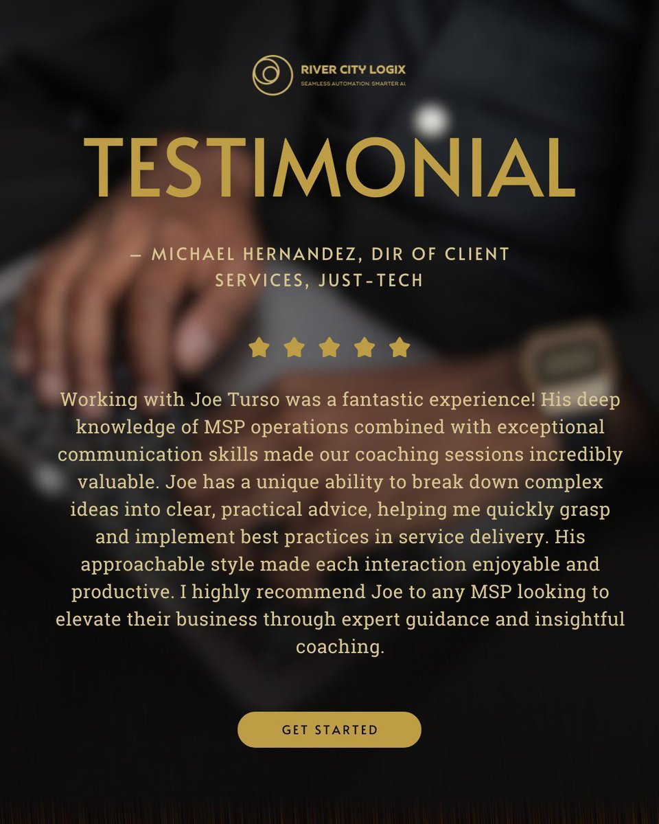 rivercitylogix's tweet photo. When Michael Hernandez, Just-Tech’s Client Services Director, started with Joe Turso, he needed more than software. Joe broke down complex MSP challenges into clear, actionable steps. Need expert MSP coaching?
👉 https://t.co/P2fFNOLo81 https://t.co/JnWVKrZptX