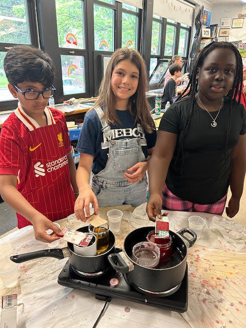 Our fifth graders stepped back in time to become chandlers, learning how early colonists made their own wax candles.