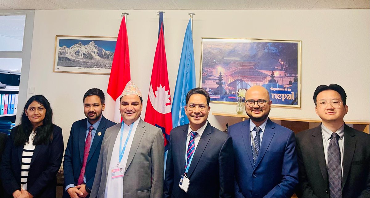 Nepal in Geneva (@pmngeneva) on Twitter photo Hon’ble Mr Pradip Paudel <a href="/paudelpradipNC/">Pradip Paudel</a> Minister for Health and Population and the Head of Nepali delegation to #WHA2025 , visited the Mission and took stock of the priorities, activities and engagements of Nepal in Geneva today. <a href="/RPDSUBEDI/">Ram Prasad Subedi</a> <a href="/MofaNepal/">MOFA of Nepal 🇳🇵</a> <a href="/MOHPnepal/">Ministry of health and population Nepal</a> Hon’ble Mr Pradip Paudel <a href="/paudelpradipNC/">Pradip Paudel</a> Minister for Health and Population and the Head of Nepali delegation to #WHA2025 , visited the Mission and took stock of the priorities, activities and engagements of Nepal in Geneva today. <a href="/RPDSUBEDI/">Ram Prasad Subedi</a> <a href="/MofaNepal/">MOFA of Nepal 🇳🇵</a> <a href="/MOHPnepal/">Ministry of health and population Nepal</a>